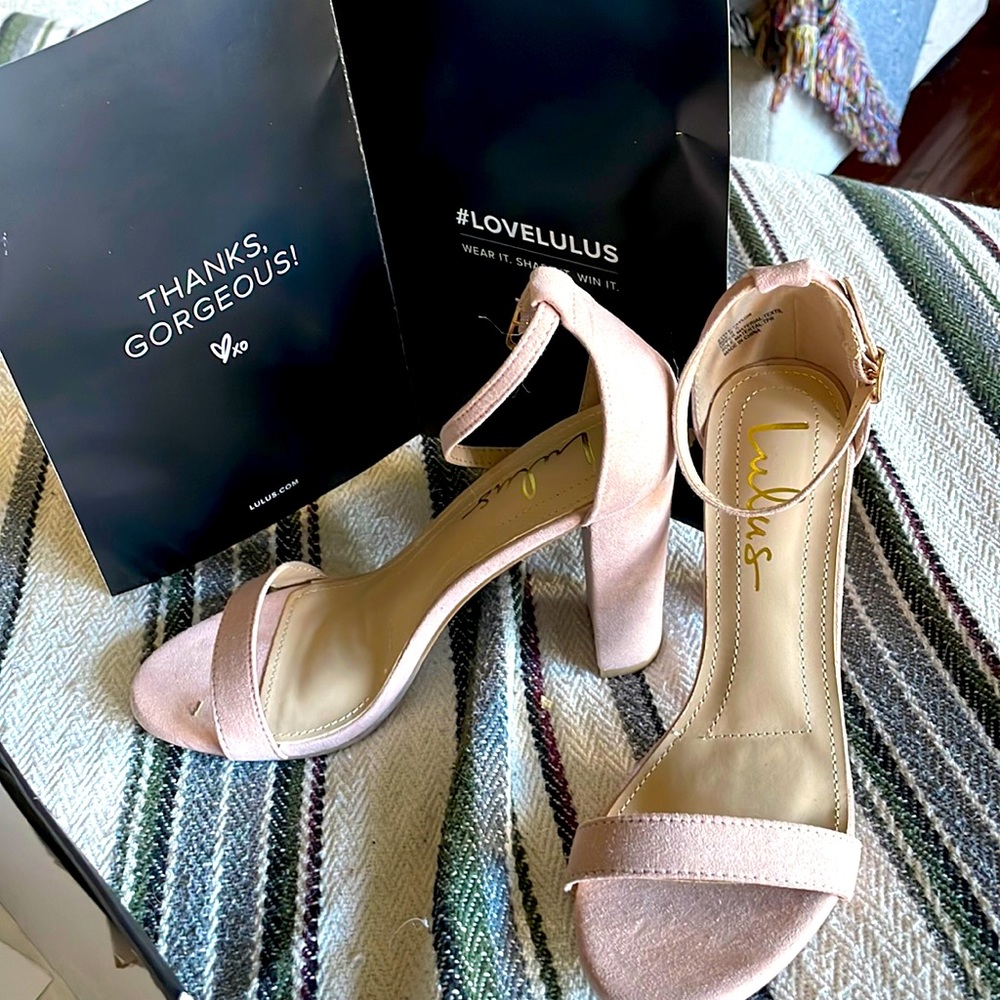 Lulus Taylor Blush color suede ankle strap shoes